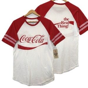 NWT 21Men Coca Cola Graphic Tee Womens Mens Size Small Red & White Baseball Y2K